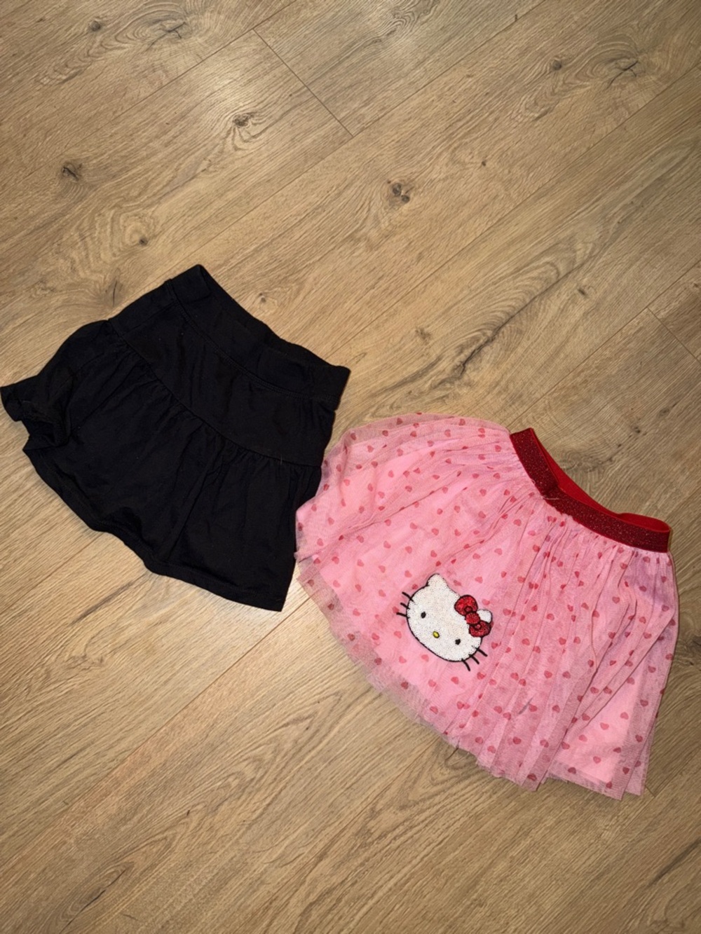 Hello Kitty Pink Tulle Skirt & Black Knit Shorties Set
